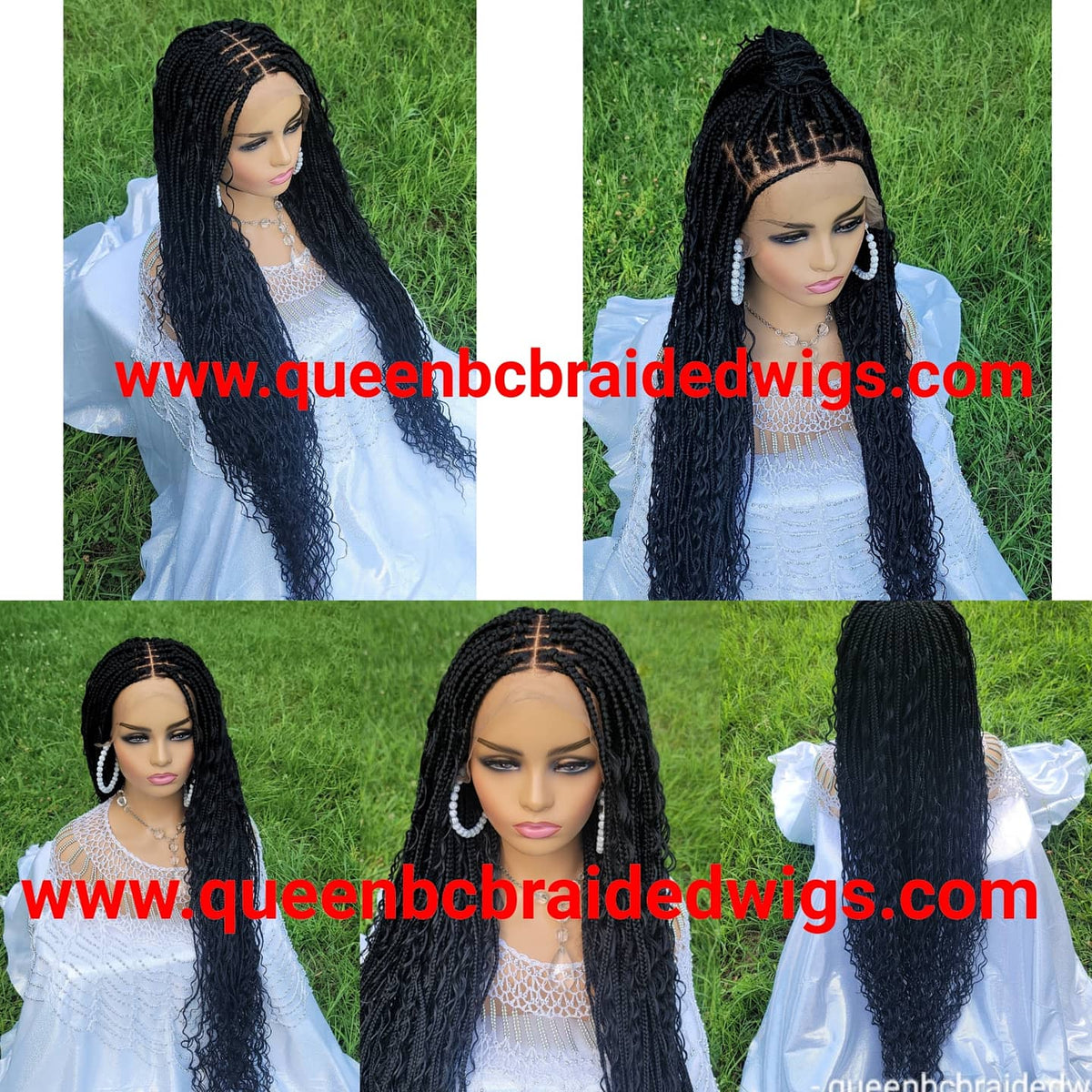 Black Ombre Green Braided Lace Front Wig - Synthetic High Temperature Fiber  Hair Wig for Women