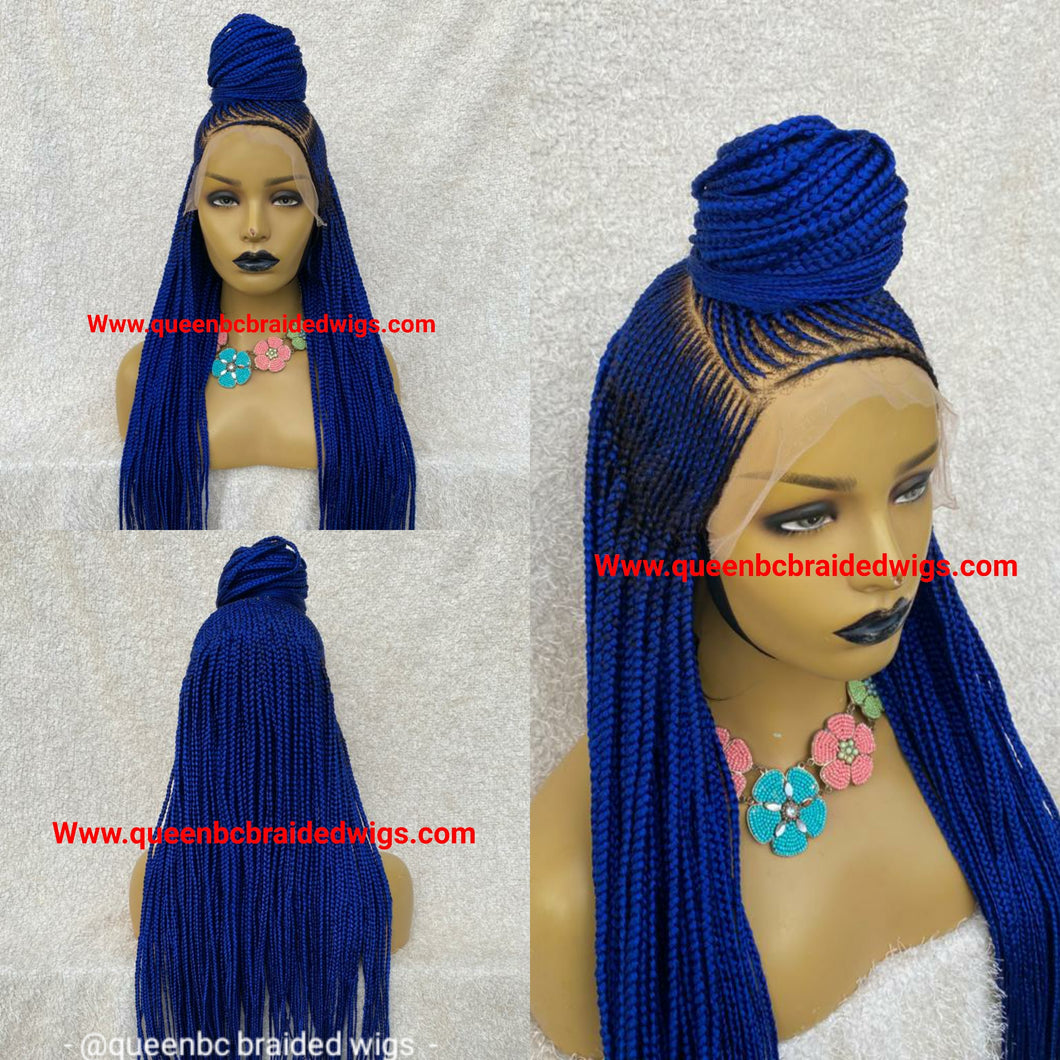 blue ket cornrow braids braided wig