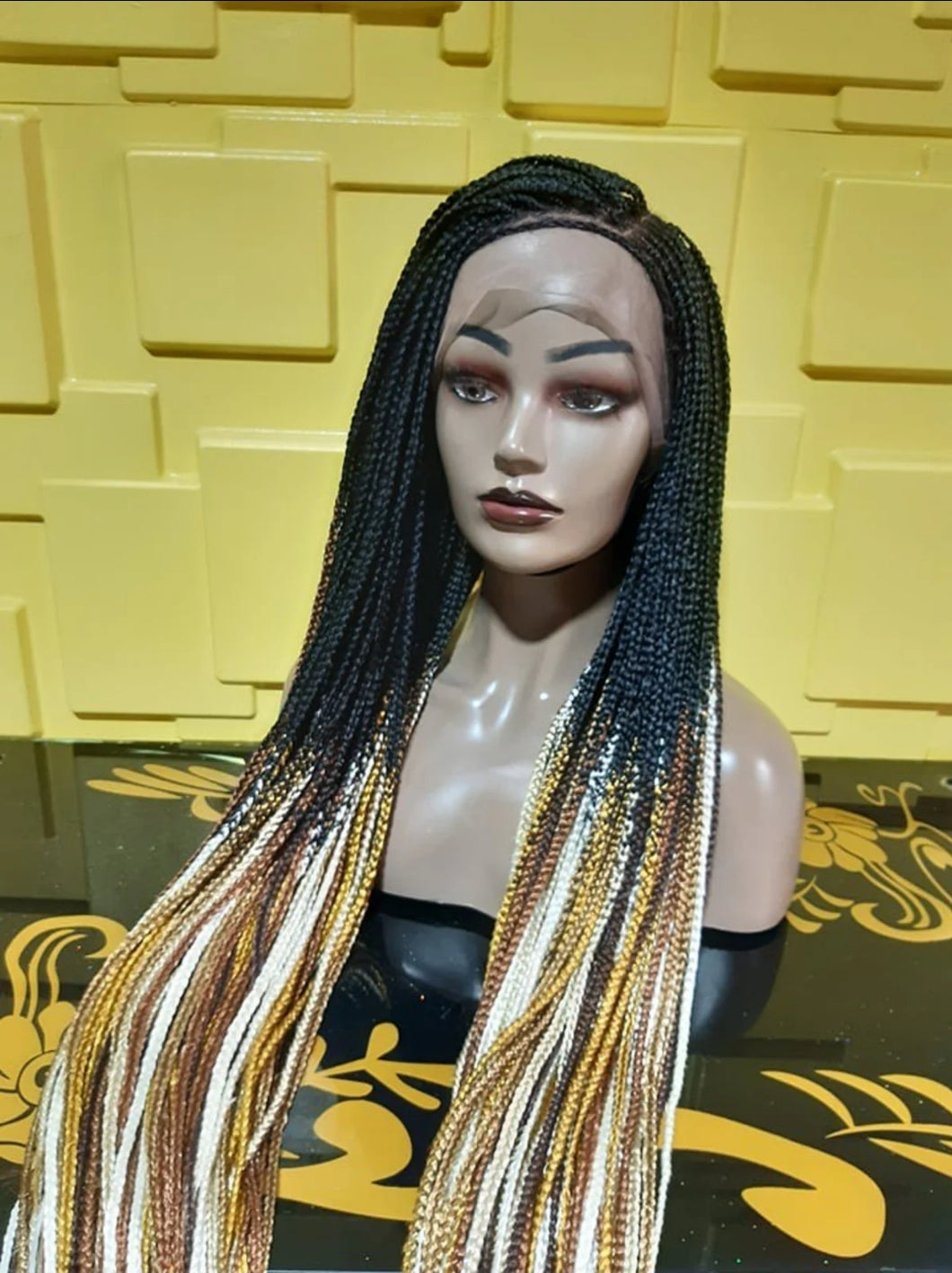 Ready to ship box braids multicolored Wig