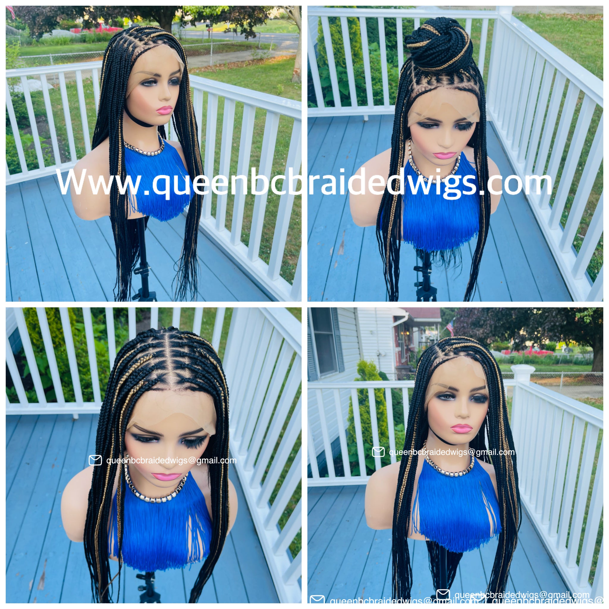 Transparent full lace knotless box braids wig – Queenbc braided wigs